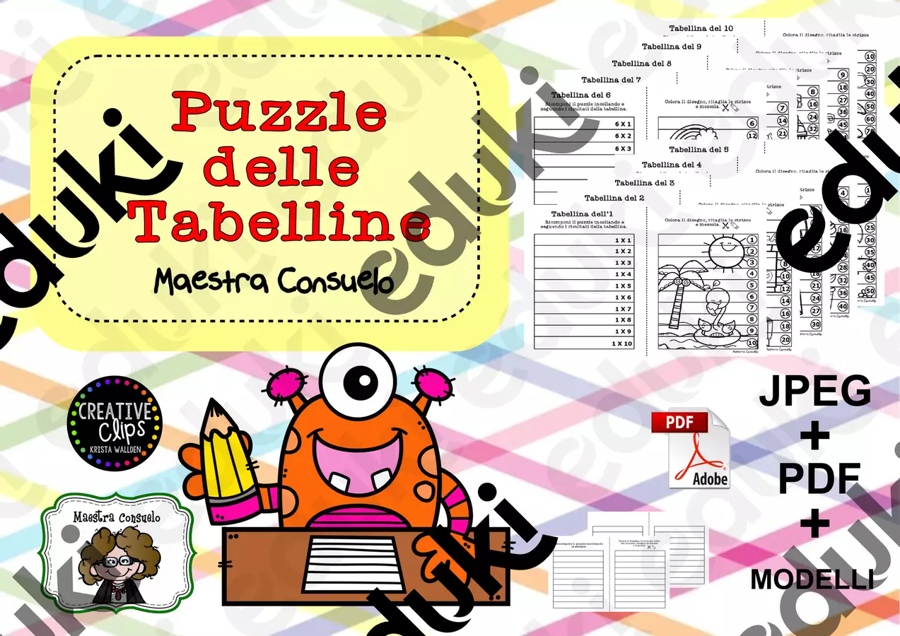 Puzzle delle tabelline Esercizi - Puzzle delle tabelline - Maestra Consuelo - Pagina di copertina