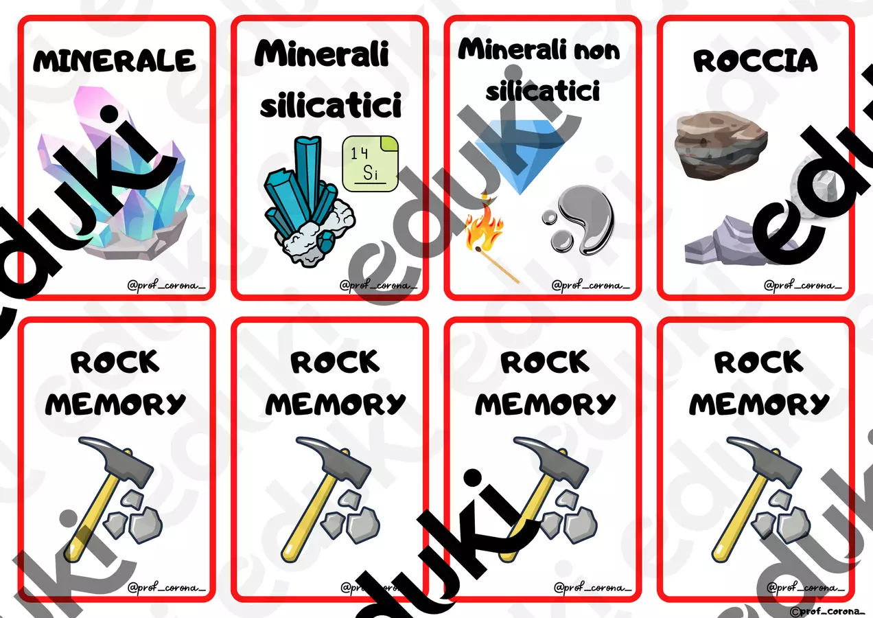 Rock memory Flashcard - Rock memory - Prof Luca Corona - Pagina di copertina