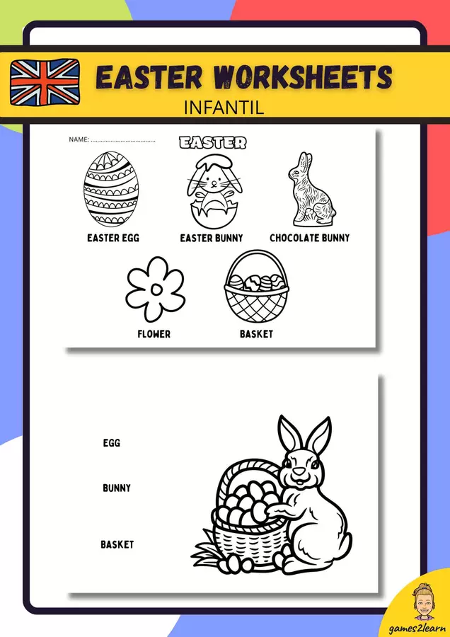 Easter worksheets kindergarden Esercizi - Easter worksheets kindergarden - games2learn - Pagina di copertina