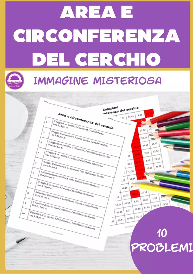 Area e circonferenza del cerchio | Immagine Misteriosa Esercizi - Area e circonferenza del cerchio | Immagine Misteriosa - Matemaths - Pagina di copertina