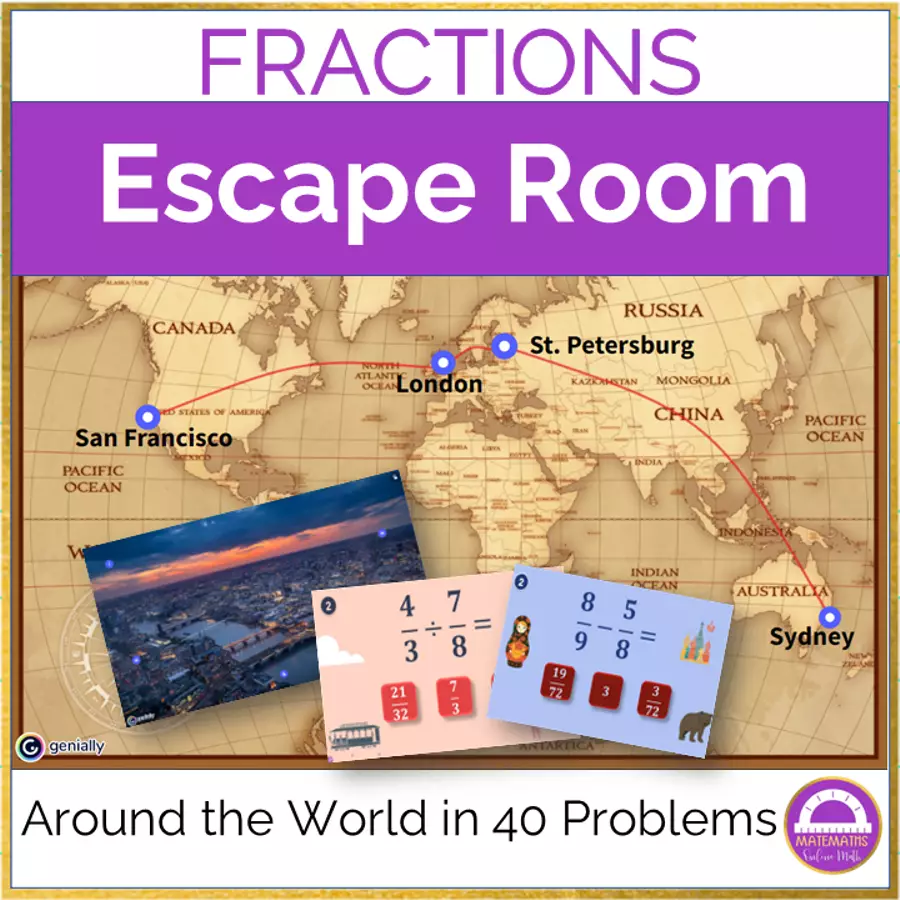 Operazioni con le frazioni | Escape Room digitale 🇬🇧 Esercizi - Operazioni con le frazioni | Escape Room digitale 🇬🇧 - Matemaths - Pagina di copertina