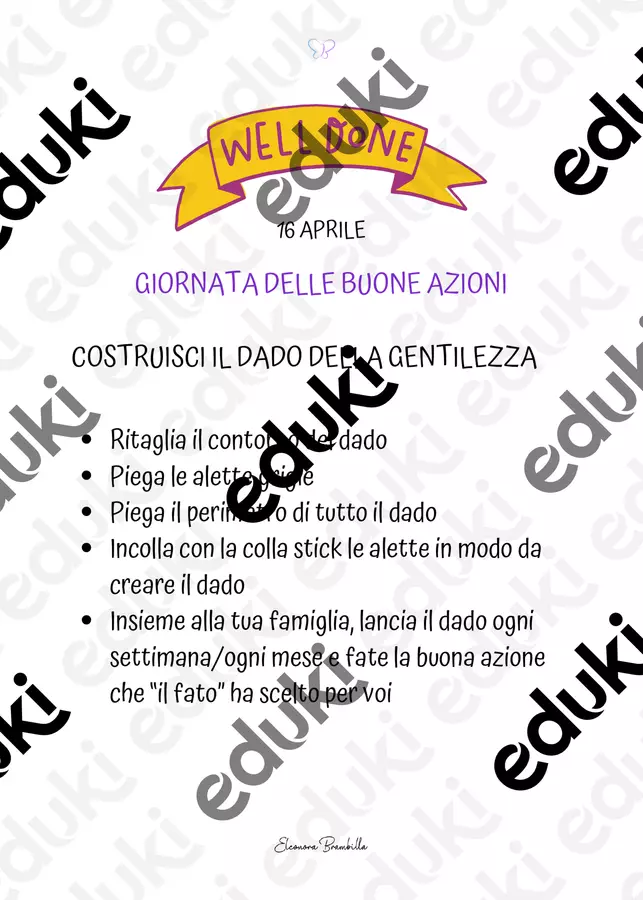 "Il cubo delle buone azioni" per la giornata mondiale delle buone azioni Materiale di supporto/inclusione - "Il cubo delle buone azioni" per la giornata mondiale delle buone azioni - Eleonora Brambilla _educatrice - Pagina di copertina