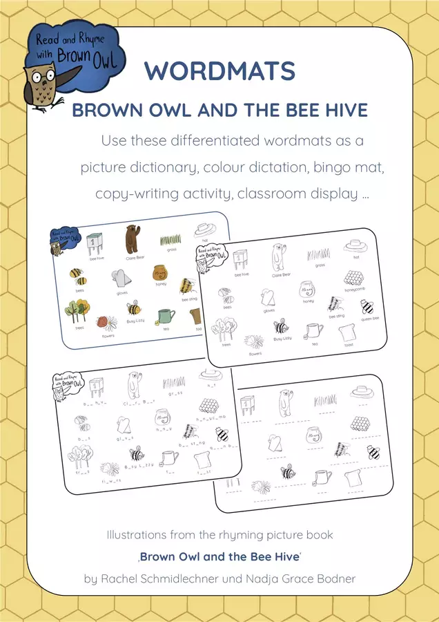 Brown Owl and the Bee Hive - PICTURE DICTIONARY WORDMATS Esercizi - Brown Owl and the Bee Hive - PICTURE DICTIONARY WORDMATS - Read and Rhyme with Brown Owl - Pagina di copertina