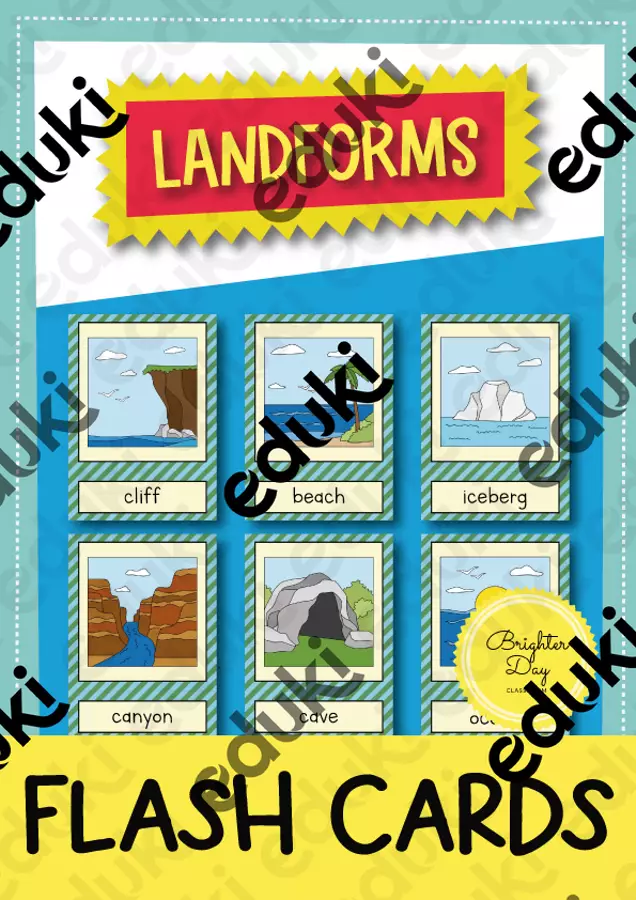 Landforms Flash Cards // Carte illustrate (Inglese) Flashcard - Landforms Flash Cards // Carte illustrate (Inglese) - Brighter Day Classroom - Pagina di copertina