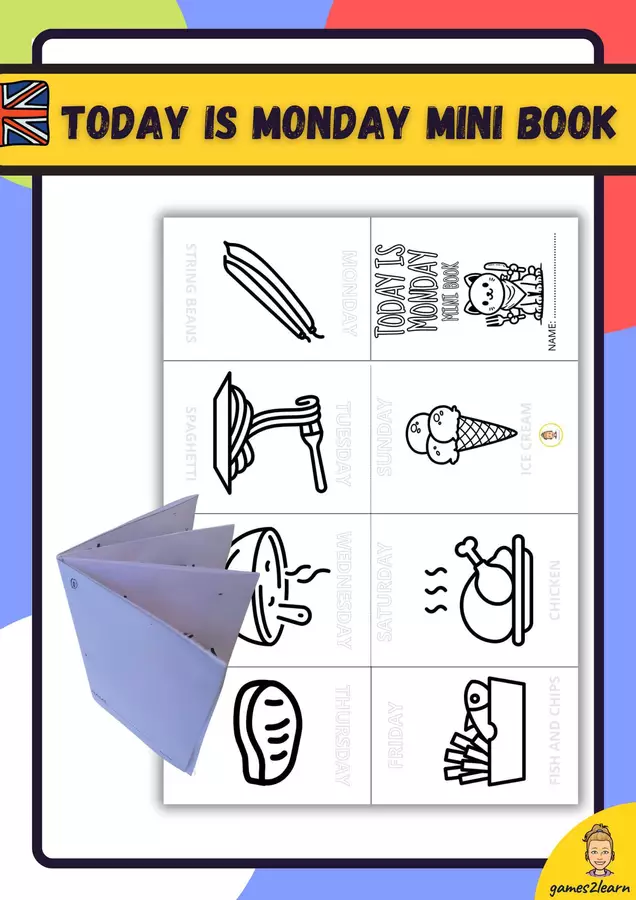 Today is Monday mini book Esercizi - Today is Monday mini book - games2learn - Pagina di copertina