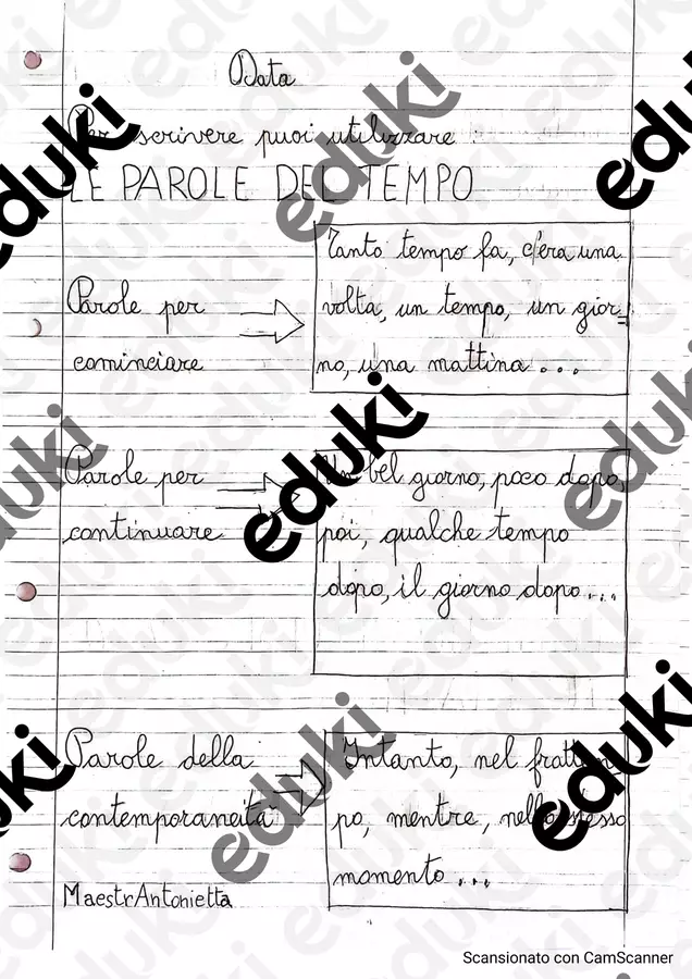 Le parole del tempo Schede informative - Le parole del tempo - MaestrAntonietta - Pagina di copertina