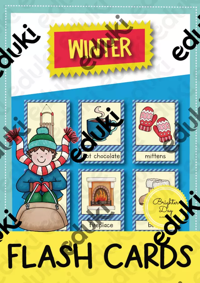 Winter: Flash Cards / Carte illustrate e con parole (Inglese) Flashcard - Winter: Flash Cards / Carte illustrate e con parole (Inglese) - Brighter Day Classroom - Pagina di copertina