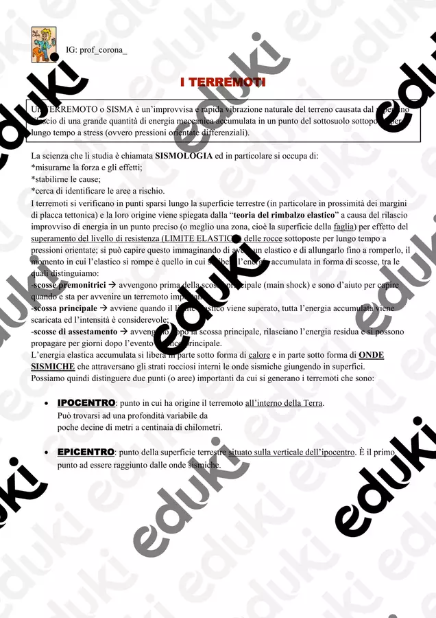 Riassunto su terremoti e vulcani Programmi scolastici / Materiali per docenti - Riassunto su terremoti e vulcani - Prof Luca Corona - Pagina di copertina