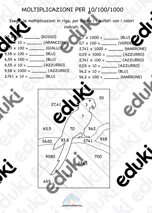 Moltiplicazioni per 10-100-1000 Esercizi - Moltiplicazioni per 10-100-1000 - _maestrafederica_ - Pagina di copertina