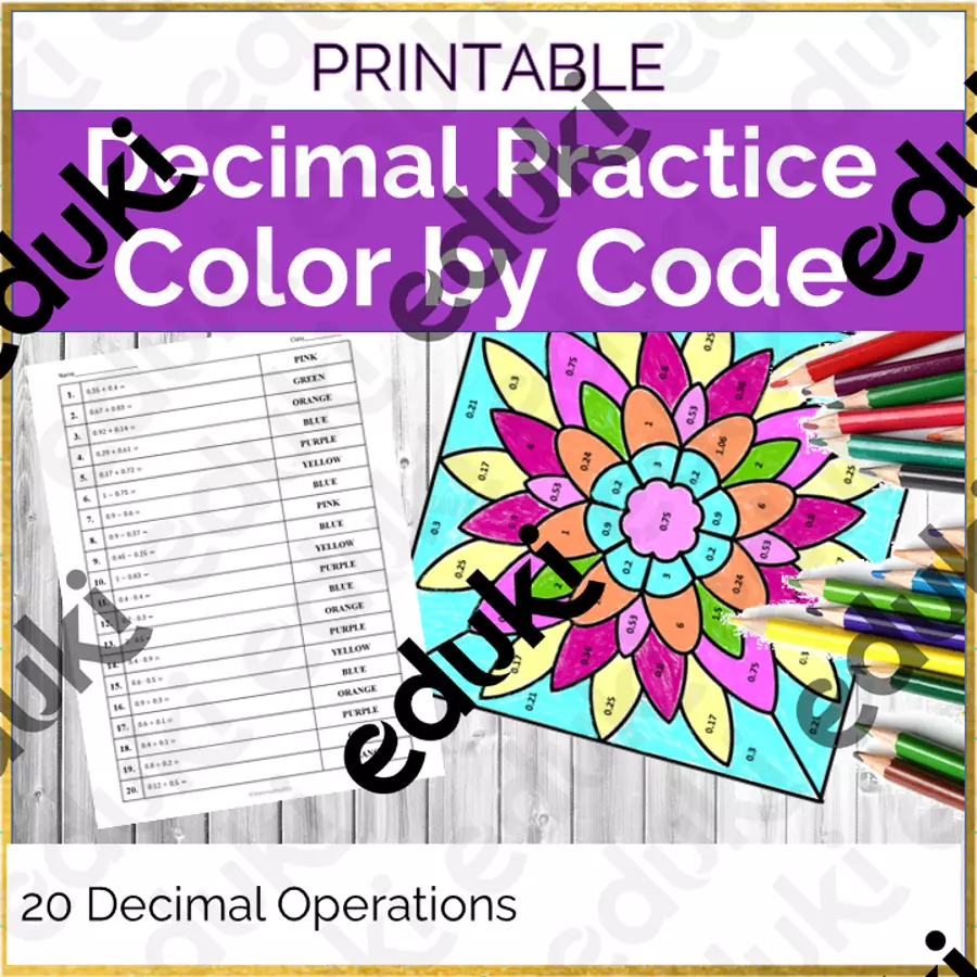 Operazioni con i decimali | fogli da colorare 🇬🇧 Esercizi - Operazioni con i decimali | fogli da colorare 🇬🇧 - Matemaths - Pagina di copertina