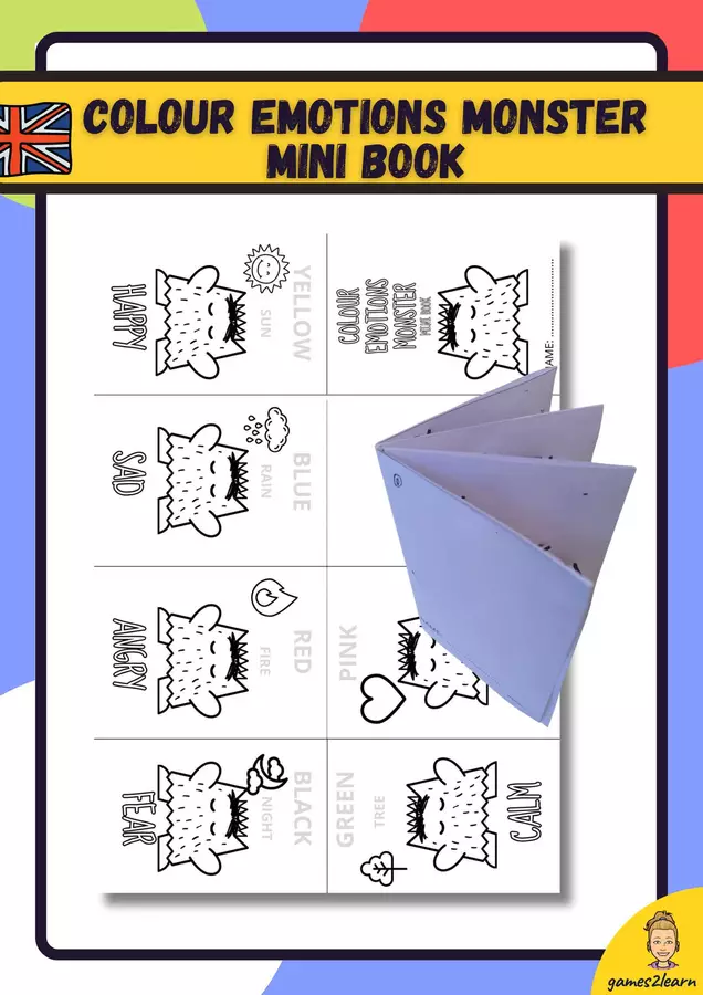 Colour emotions monster mini book Esercizi - Colour emotions monster mini book - games2learn - Pagina di copertina