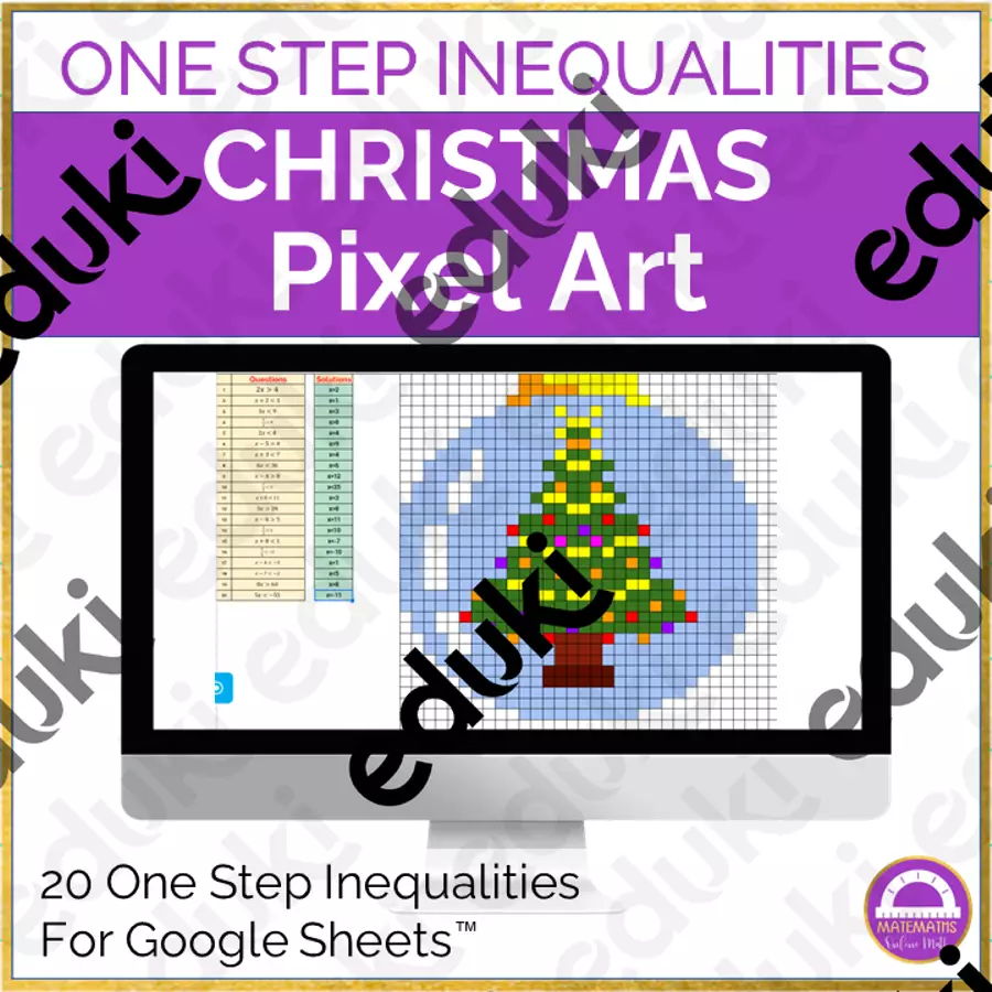 Disequazioni di primo grado Pixel Art Natale Esercizi - Disequazioni di primo grado Pixel Art Natale - Matemaths - Pagina di copertina