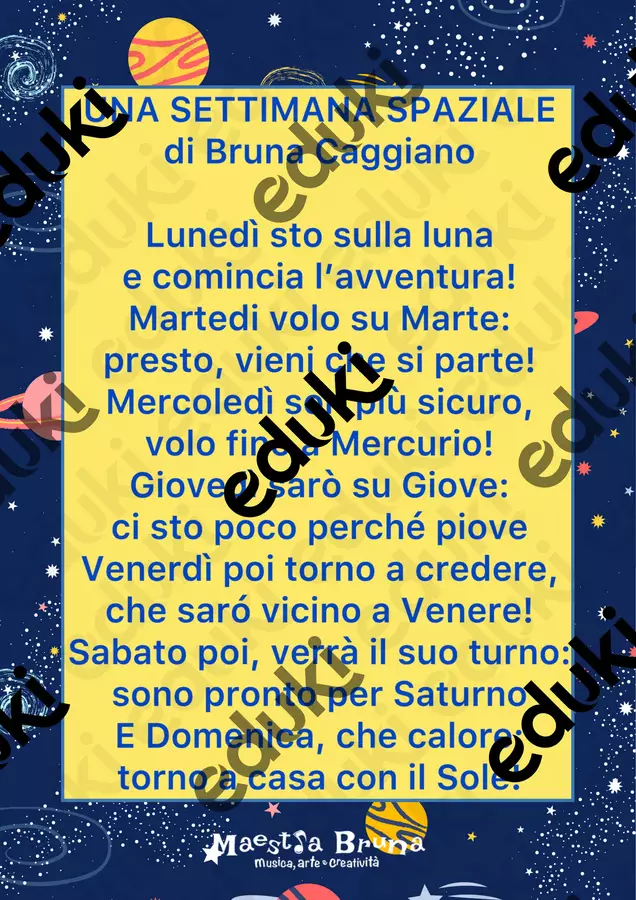 Settimana spaziale: un viaggio fra i pianeti! Materiale di supporto/inclusione - Settimana spaziale: un viaggio fra i pianeti! - Maestra Bruna - Pagina di copertina
