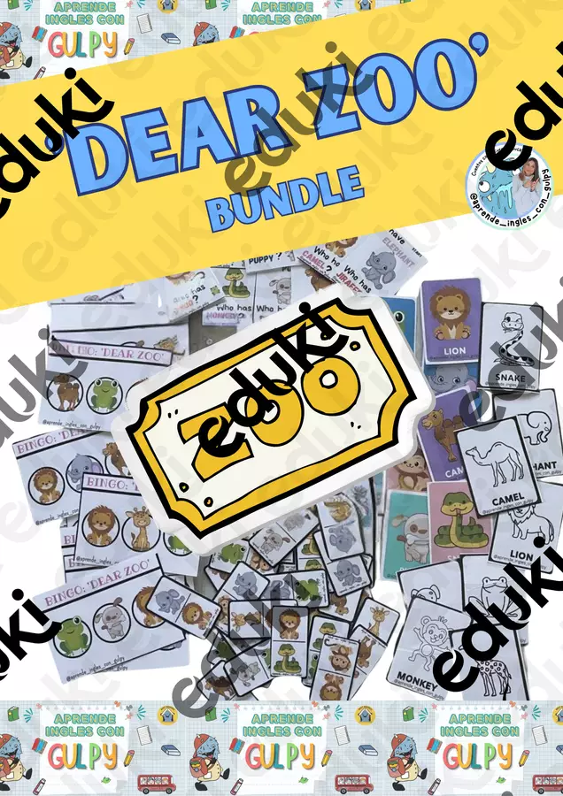 Dear zoo bundle. Dear zoo pachetto Flashcard - Dear zoo bundle. Dear zoo pachetto - aprende_ingles_con_gulpy - Pagina di copertina