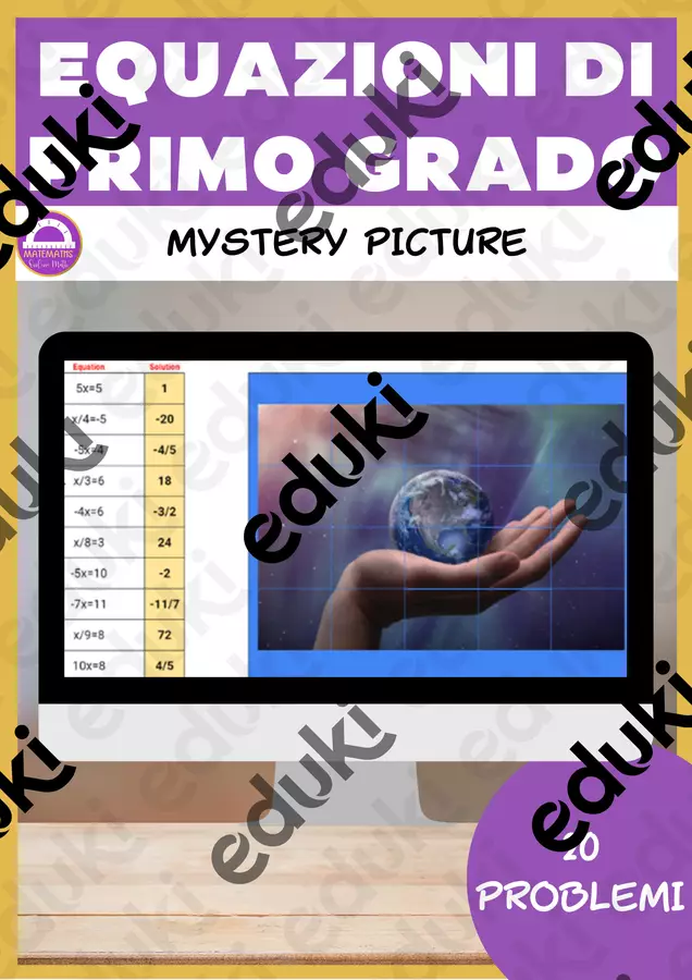 Equazioni | Giorno della terra mystery picture Esercizi - Equazioni | Giorno della terra mystery picture - Matemaths - Pagina di copertina