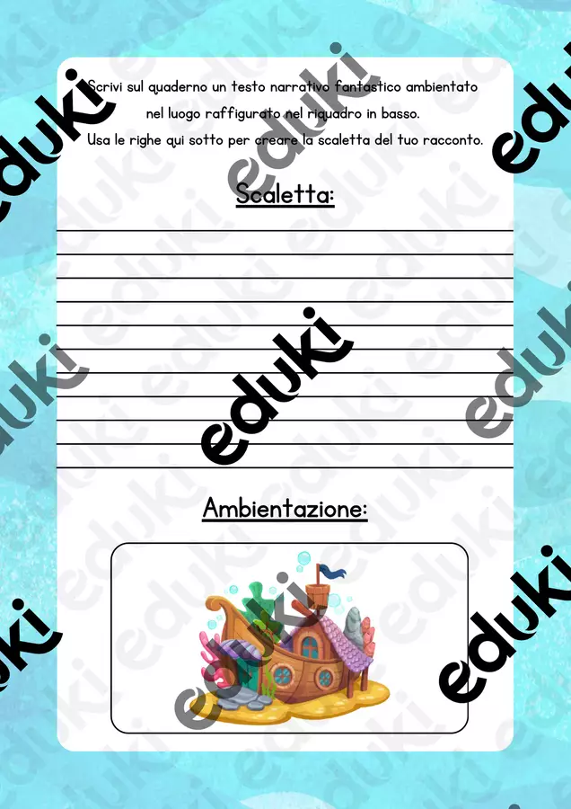 Attività di scrittura creativa - Storie in fondo al mare Altro tipo di materiale - Attività di scrittura creativa - Storie in fondo al mare - MilleLibriPerBambini - Pagina di copertina