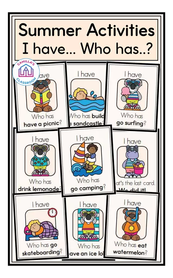 Summer Activities - I have... Who has..? Game (Inglese) Giochi - Summer Activities - I have... Who has..? Game (Inglese) - Camilla's Classroom - Pagina di copertina