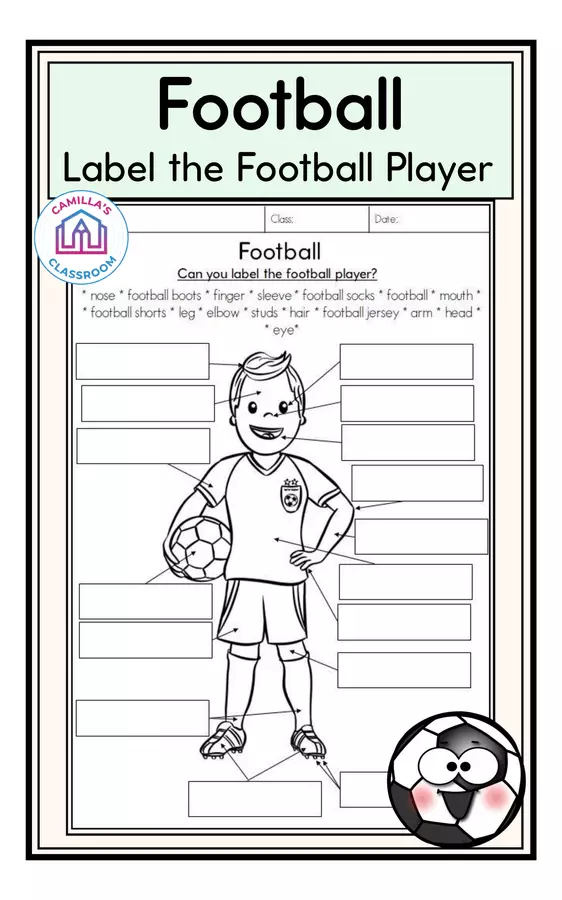 Football - Label the Football Player Esercizi - Football - Label the Football Player - Camilla's Classroom - Pagina di copertina