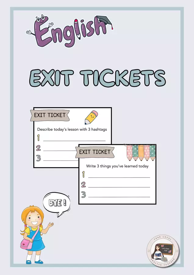 EXIT TICKETS | TICKET D'USCITA Altro tipo di materiale - EXIT TICKETS | TICKET D'USCITA - Your Local English Teacher - Pagina di copertina