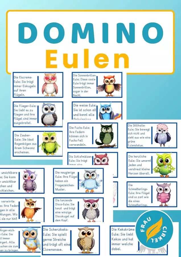Tedesco Deutsch DaZ Domino Eulen Lesespiel Giochi - Tedesco Deutsch DaZ Domino Eulen Lesespiel - Frau Cirkel - Pagina di copertina