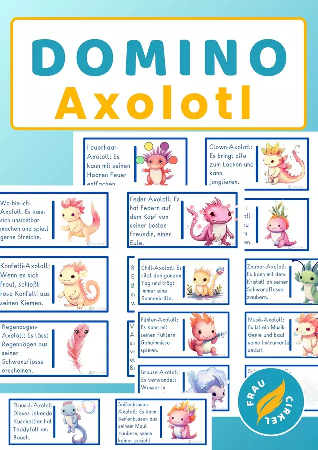 Tedesco Deutsch DaZ Domino Axolotl Lesespiel Giochi - Tedesco Deutsch DaZ Domino Axolotl Lesespiel - Frau Cirkel - Pagina di copertina