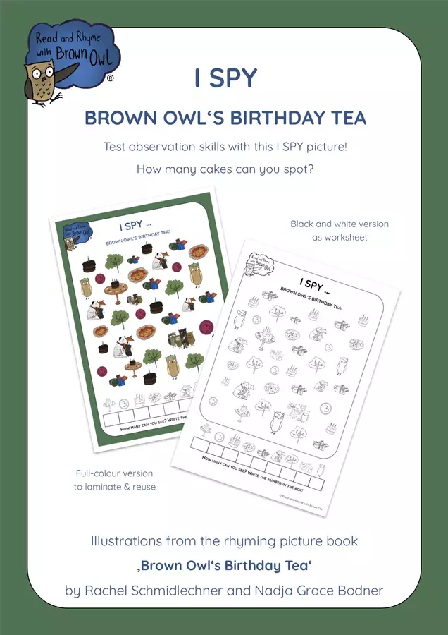 Brown Owl's Birthday Tea - I SPY Esercizi - Brown Owl's Birthday Tea - I SPY - Read and Rhyme with Brown Owl - Pagina di copertina