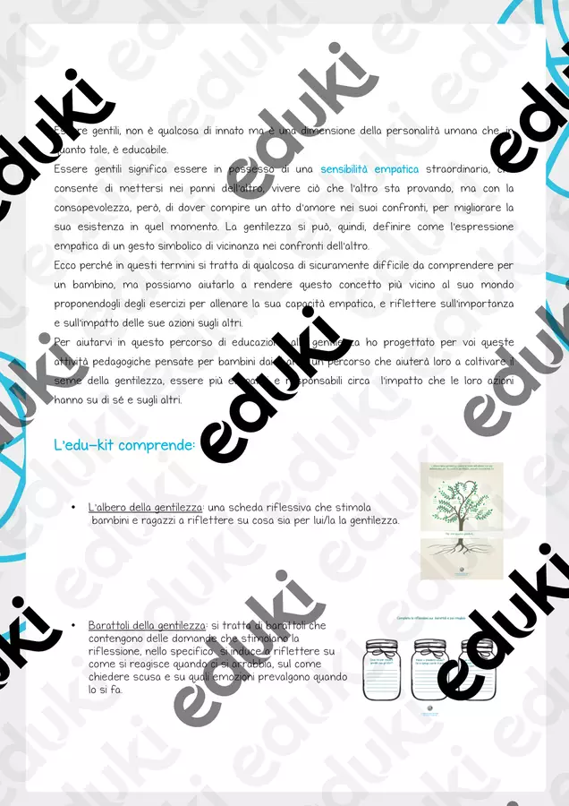 Edu-kit coltiviamo la gentilezza Esercizi - Edu-kit coltiviamo la gentilezza - L'educazione che Vale - Pagina di copertina
