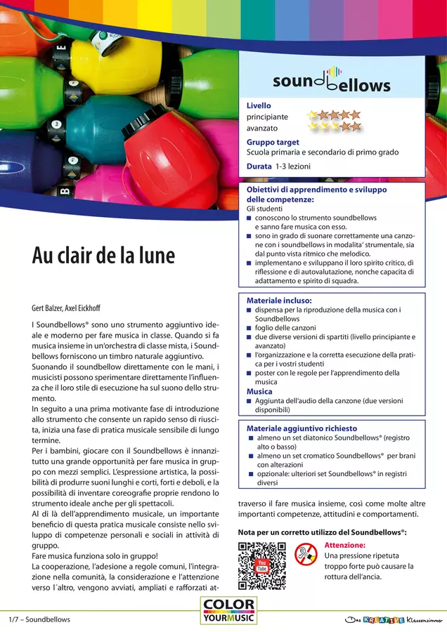 Au clair de la lune - Accompagnamento con Soundbellows Audio - Au clair de la lune - Accompagnamento con Soundbellows - Das kreative Klassenzimmer (La classe creativa) - Pagina di copertina