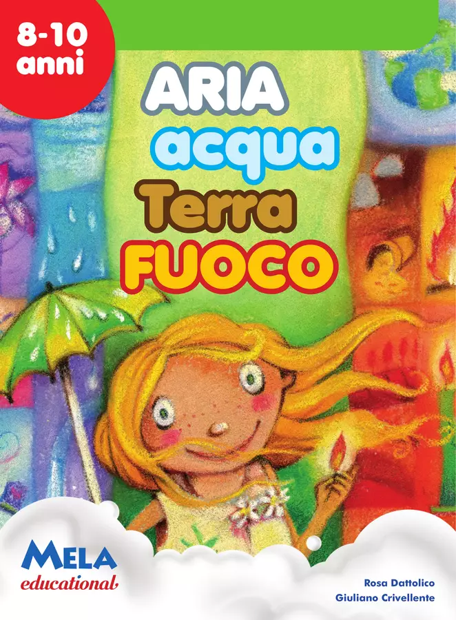 ARIA ACQUA TERRA FUOCO libro con canzoni Audio - ARIA ACQUA TERRA FUOCO libro con canzoni - Mela educational - Pagina di copertina