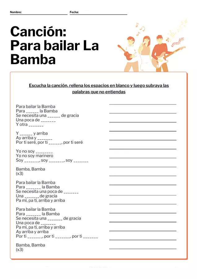 Aprende la canción: Para bailar La Bamba Esercizi - Aprende la canción: Para bailar La Bamba - Cuenta con Lluna - Pagina di copertina
