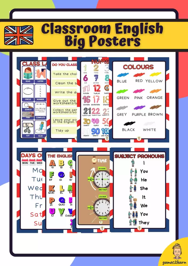 Grandi Poster per l'Aula di Inglese Poster - Grandi Poster per l'Aula di Inglese - games2learn - Pagina di copertina