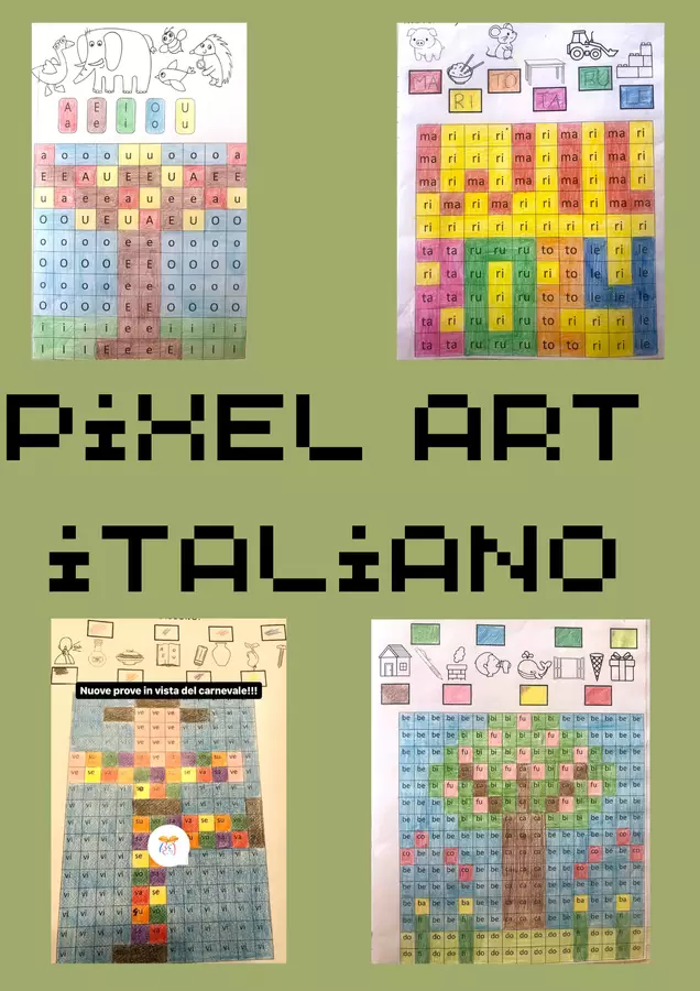 Pixel Art Italiano cl. 1^ dallo st. maiusc allo st. minu Esercizi - Pixel Art Italiano cl. 1^ dallo st. maiusc allo st. minu - Paroladimae - Pagina di copertina