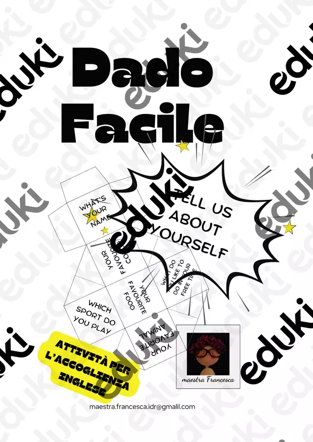 Dado Facile - TELL US ABOUT YOURSELF (GIOCO-CLIL) Giochi - Dado Facile - TELL US ABOUT YOURSELF (GIOCO-CLIL) - maestra Francesca IDR - Pagina di copertina