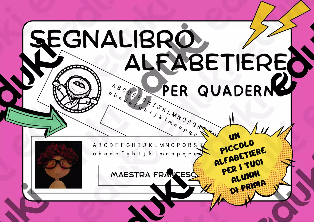 segnalibro alfabetiere per alunni di classe prima Materiale di supporto/inclusione - segnalibro alfabetiere per alunni di classe prima - maestra Francesca IDR - Pagina di copertina