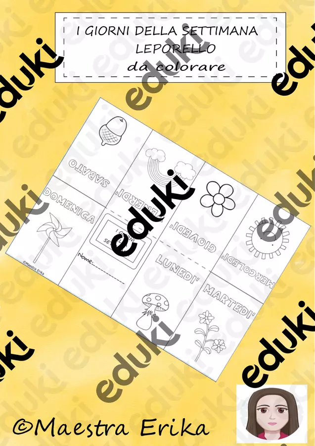 I giorni della settimana, libretto pieghevole Altro tipo di materiale - I giorni della settimana, libretto pieghevole - Maestra Erika - Pagina di copertina