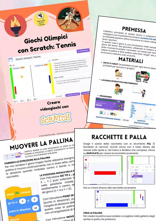 Giochi olimpici con Scratch: Tennis Materiale interattivo - Giochi olimpici con Scratch: Tennis - Maestra Sara - Teaching in high gear - Pagina di copertina