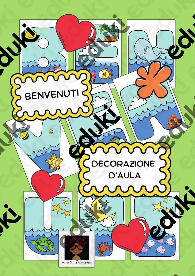 CARTELLONE BENVENUTI (lettere A4 verticale) Altro tipo di materiale - CARTELLONE BENVENUTI (lettere A4 verticale) - maestra Francesca IDR - Pagina di copertina