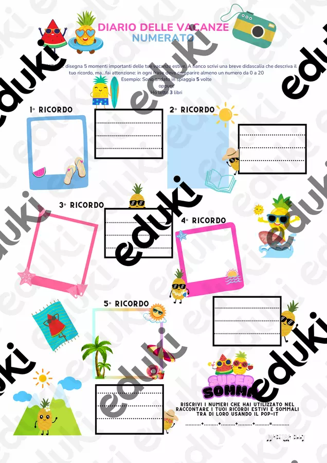 Diario delle vacanze numerato classe seconda Esercizi - Diario delle vacanze numerato classe seconda - Maestra Elly - Pagina di copertina