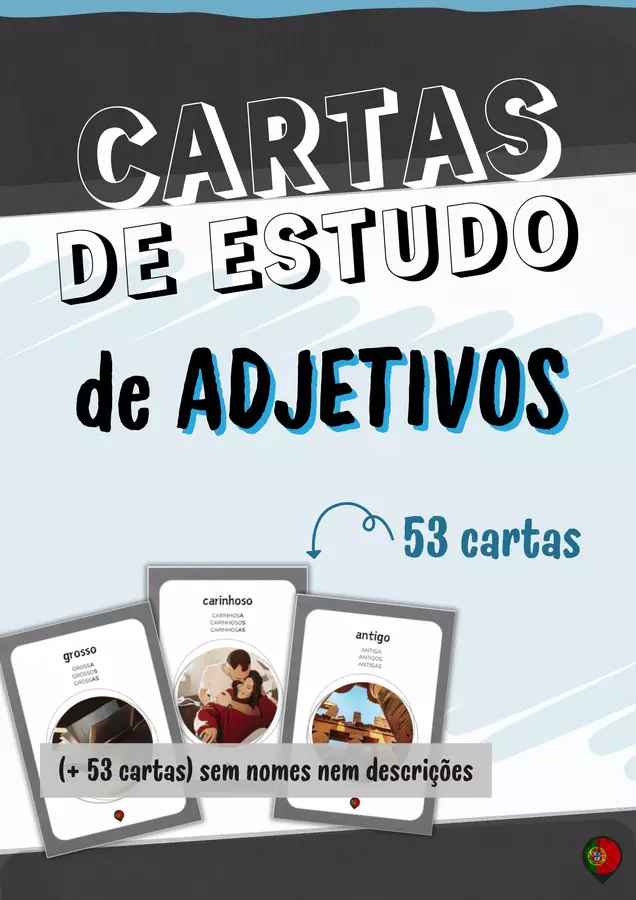 Lingua portoghese: Adjetivos (aggettivi) Flashcard - Lingua portoghese: Adjetivos (aggettivi) - Cuenta con Lluna - Pagina di copertina