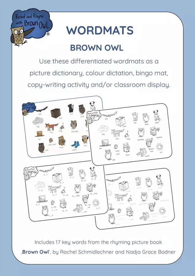 Brown Owl - PICTURE DICTIONARY WORDMATS Esercizi - Brown Owl - PICTURE DICTIONARY WORDMATS - Read and Rhyme with Brown Owl - Pagina di copertina