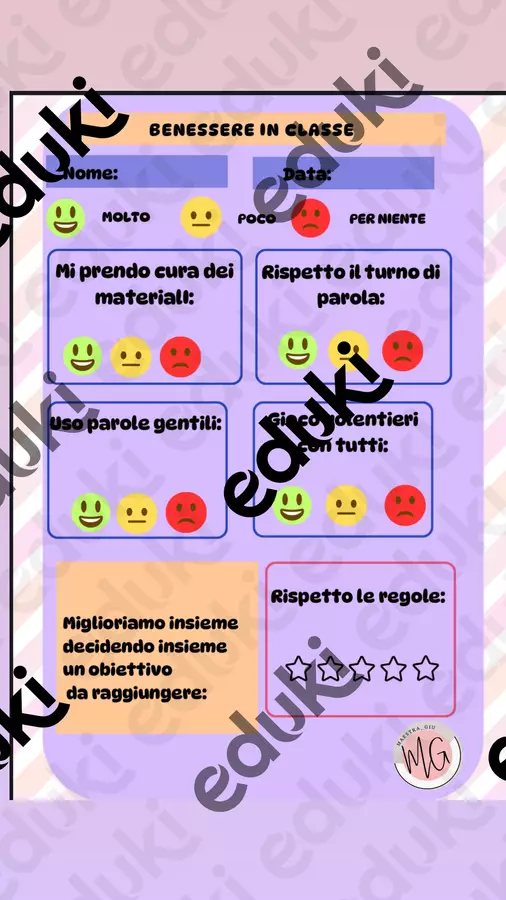 Un esempio di autovalutazione riguardo il benessere in classe. Materiale di supporto/inclusione - Un esempio di autovalutazione riguardo il benessere in classe. - Maestra_giu - Pagina di copertina