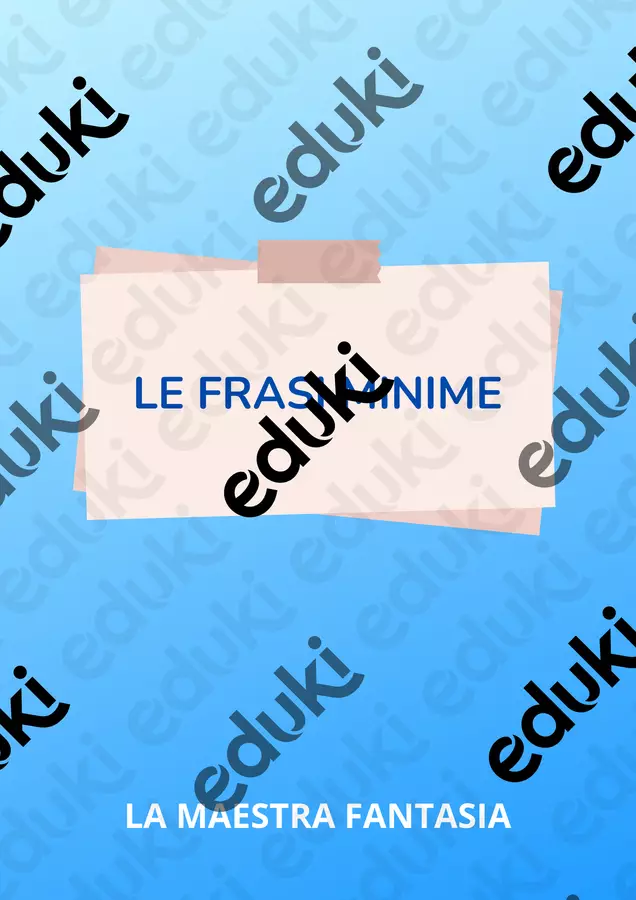LE FRASI MINIME Esercizi - LE FRASI MINIME - La maestra Fantasia - Pagina di copertina
