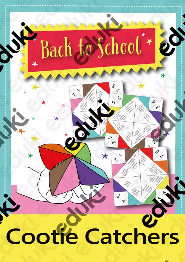 Back to School Cootie Catcher (Inferno e Paradiso); ice breaker (Inglese) Giochi - Back to School Cootie Catcher (Inferno e Paradiso); ice breaker (Inglese) - Brighter Day Classroom - Pagina di copertina