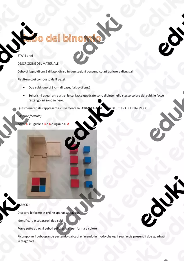 EDUCAZIONE DEL SENSO VISIVO binomio trinomio Piani di lezione - EDUCAZIONE DEL SENSO VISIVO binomio trinomio - Maestra Daniela - Pagina di copertina
