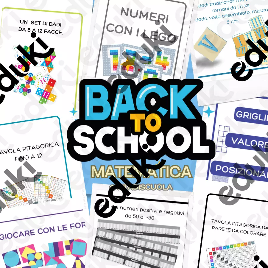 BACK TO SCHOOL nuove risorse per attività di matematica Materiale di supporto/inclusione - BACK TO SCHOOL nuove risorse per attività di matematica - Vita di scuola by BussolaScuola & Classe a Colori - Pagina di copertina