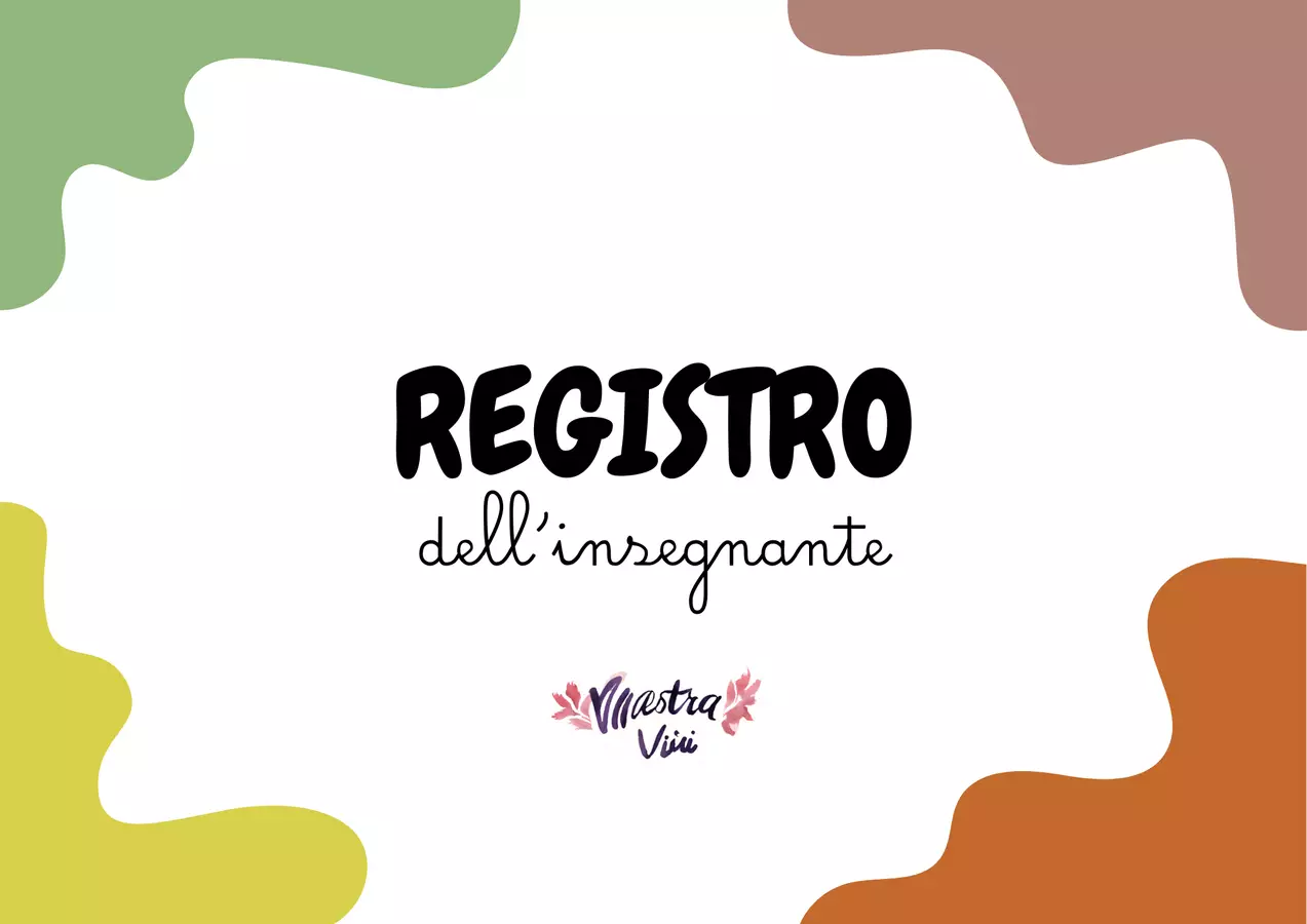 REGISTRO DELL'INSEGNANTE CON DIVERSE MATERIE Programmi scolastici / Materiali per docenti - REGISTRO DELL'INSEGNANTE CON DIVERSE MATERIE - Maestra Vivi - Pagina di copertina