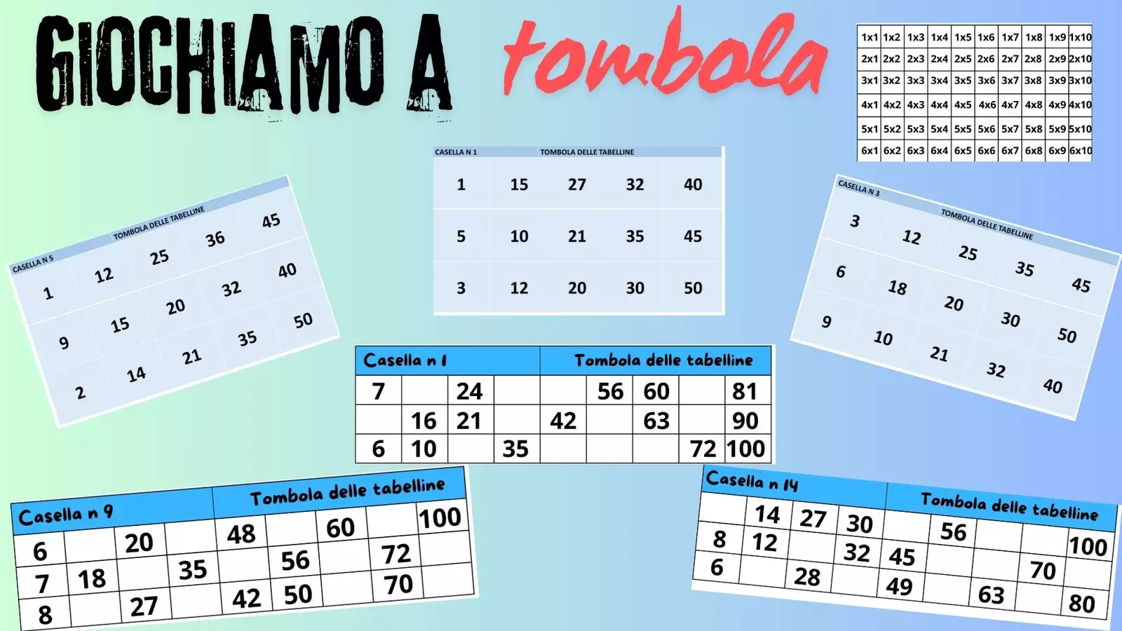 tombola delle tabelline Esercizi - tombola delle tabelline - mammaestraatempopieno - Pagina di copertina