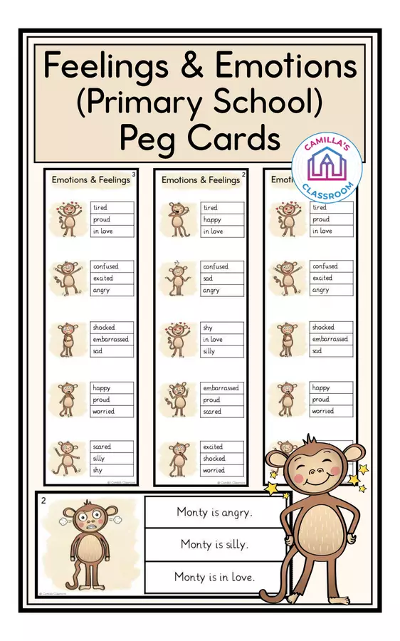 Feelings & Emotions - Peg Cards Esercizi - Feelings & Emotions - Peg Cards - Camilla's Classroom - Pagina di copertina
