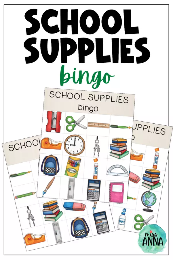School Supplies BINGO GAME Materiale di supporto/inclusione - School Supplies BINGO GAME - MissAnna - Pagina di copertina