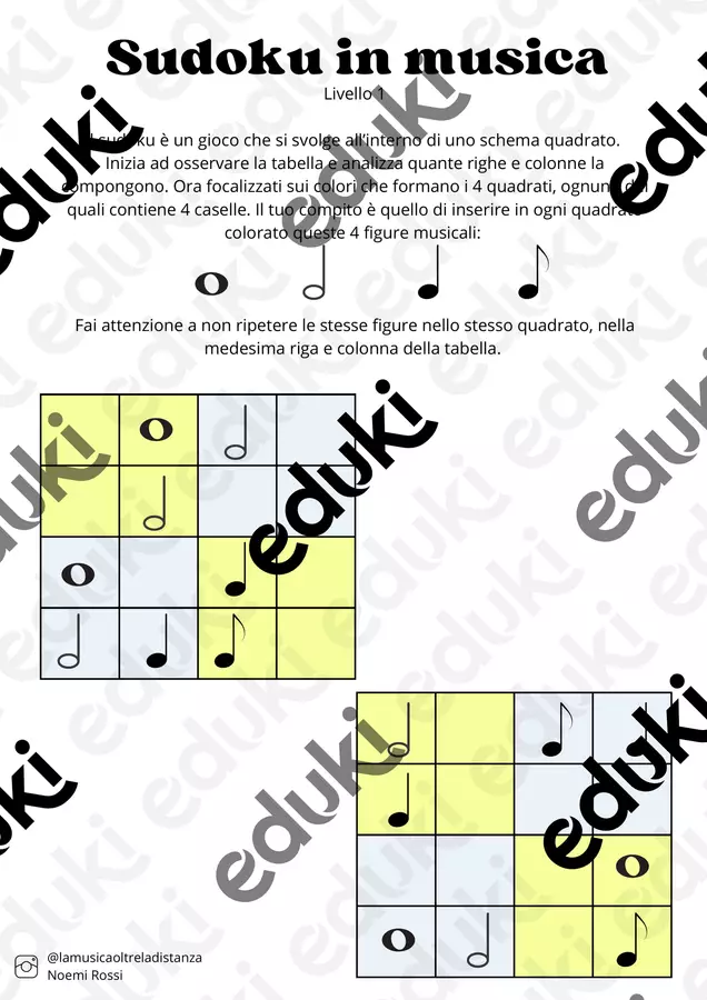 Sudoku in musica, livello 1 Esercizi - Sudoku in musica, livello 1 - lamusicaoltreladistanza - Pagina di copertina